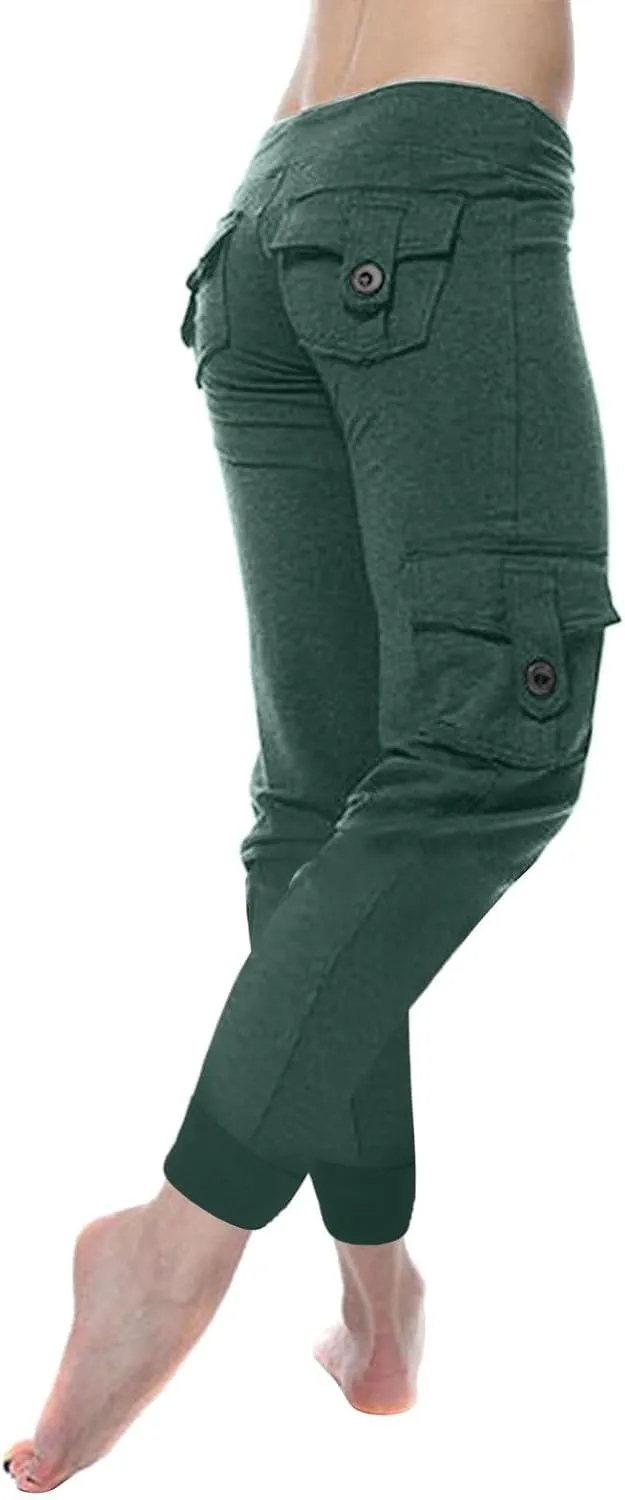 Women Trendy Cargo Pants High Waist Baggy Cotton Multiple Pockets Straight Wide Leg Trousers Cargo Y2K Capris Pants