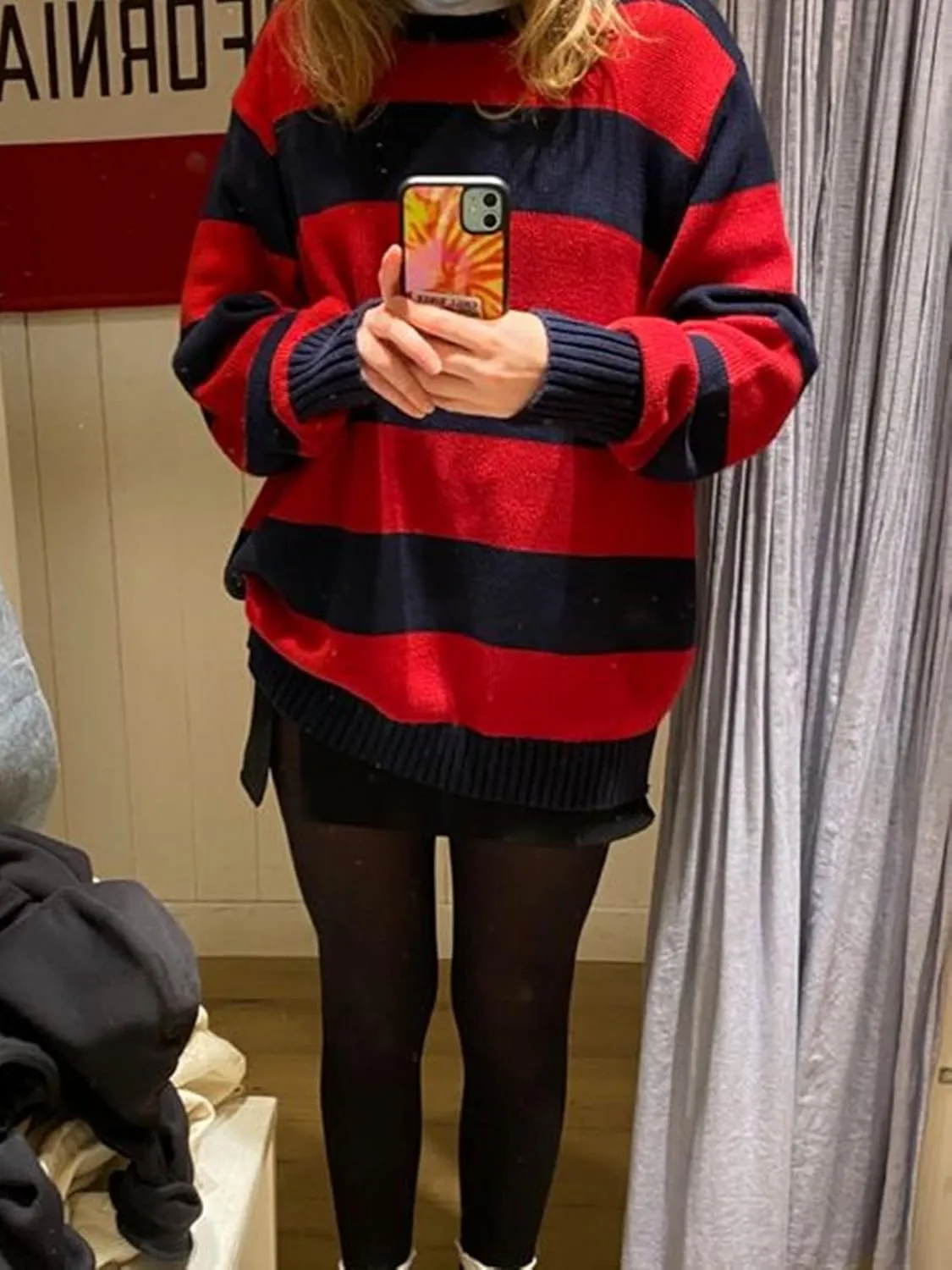 Women Y2K Striped Sweater Knit Oversized Long Sleeve Pullover Sweaters 90S Harajuku Preppy E-Girl Streetwear