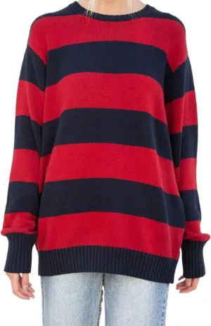 Women Y2K Striped Sweater Knit Oversized Long Sleeve Pullover Sweaters 90S Harajuku Preppy E-Girl Streetwear
