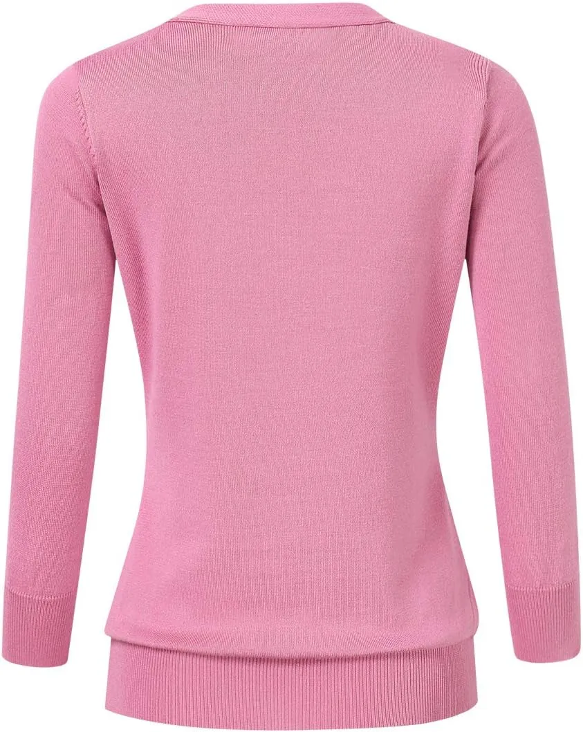 Women's 3/4 Sleeve Button Down Sweater Cardigan