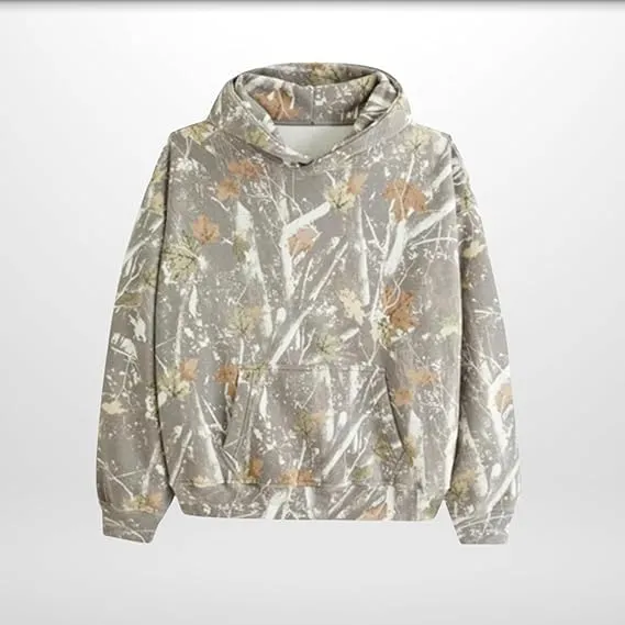 Women's Camo Hoodie Maple Leaf Print Oversized Hooded Sweatshirt Fleece Casual Long Sleeve Pullover Sweatshirts with Pockets
