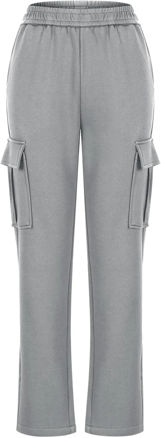 Womens Cargo Sweatpants Casual Elastic High Waist Joggers Pants 2024 Trendy Lounge Trousers with Pockets Fall Outfits