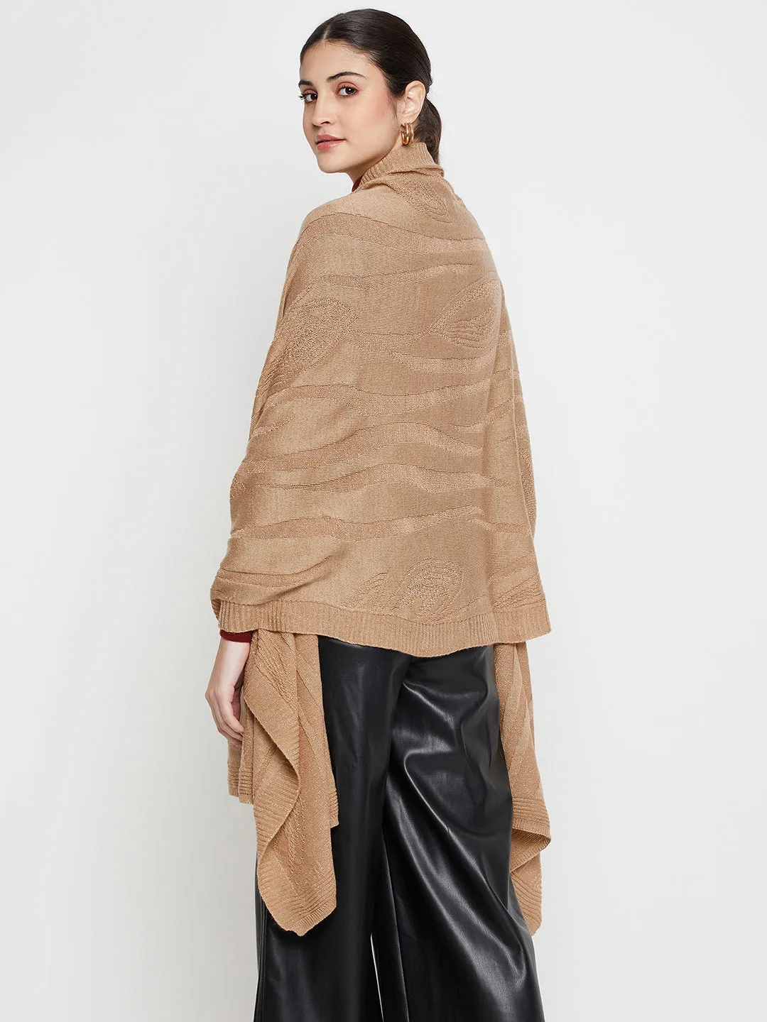 Women's Casual  Khaki Self design Jacquard  Stole