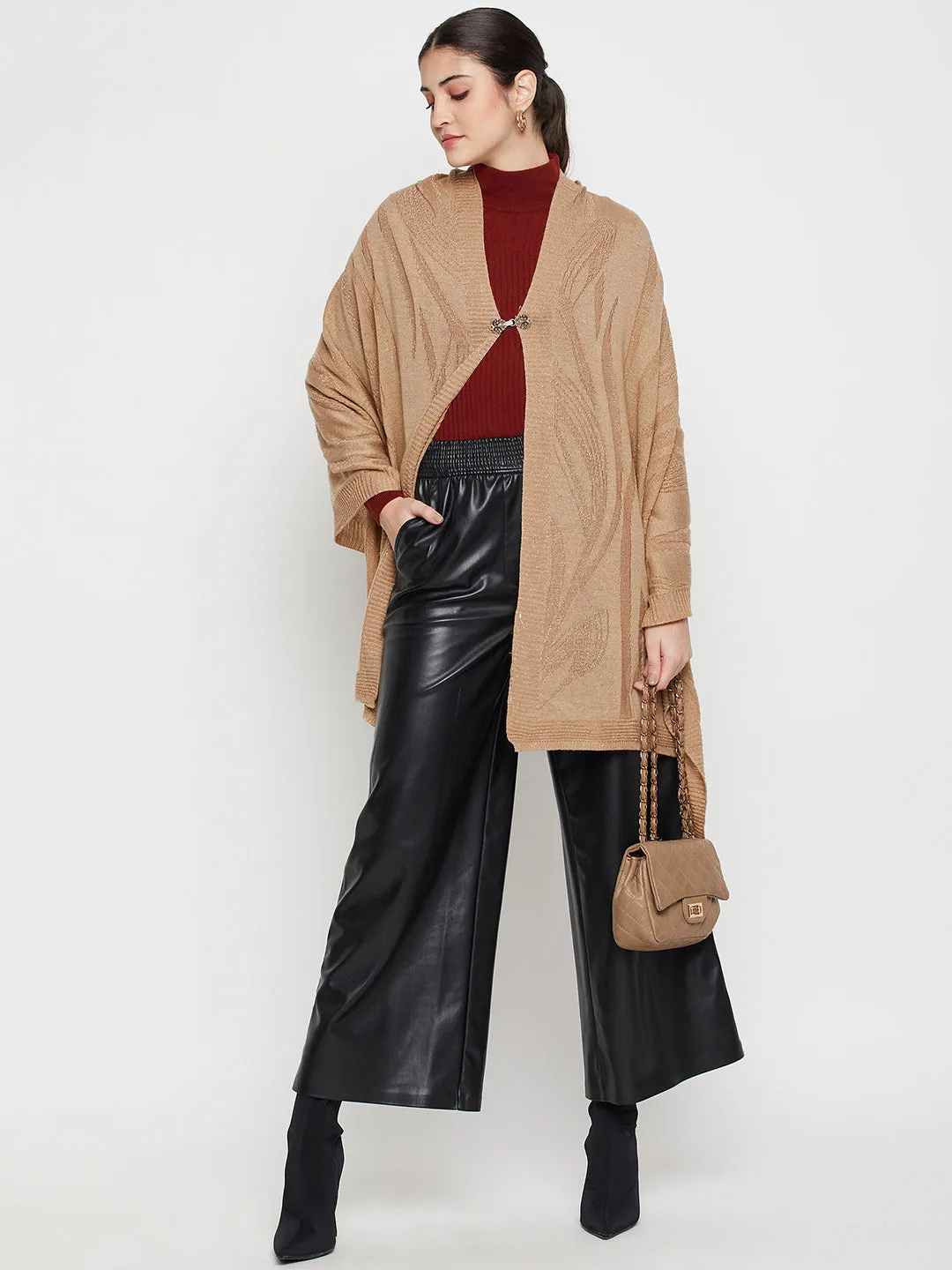 Women's Casual  Khaki Self design Jacquard  Stole