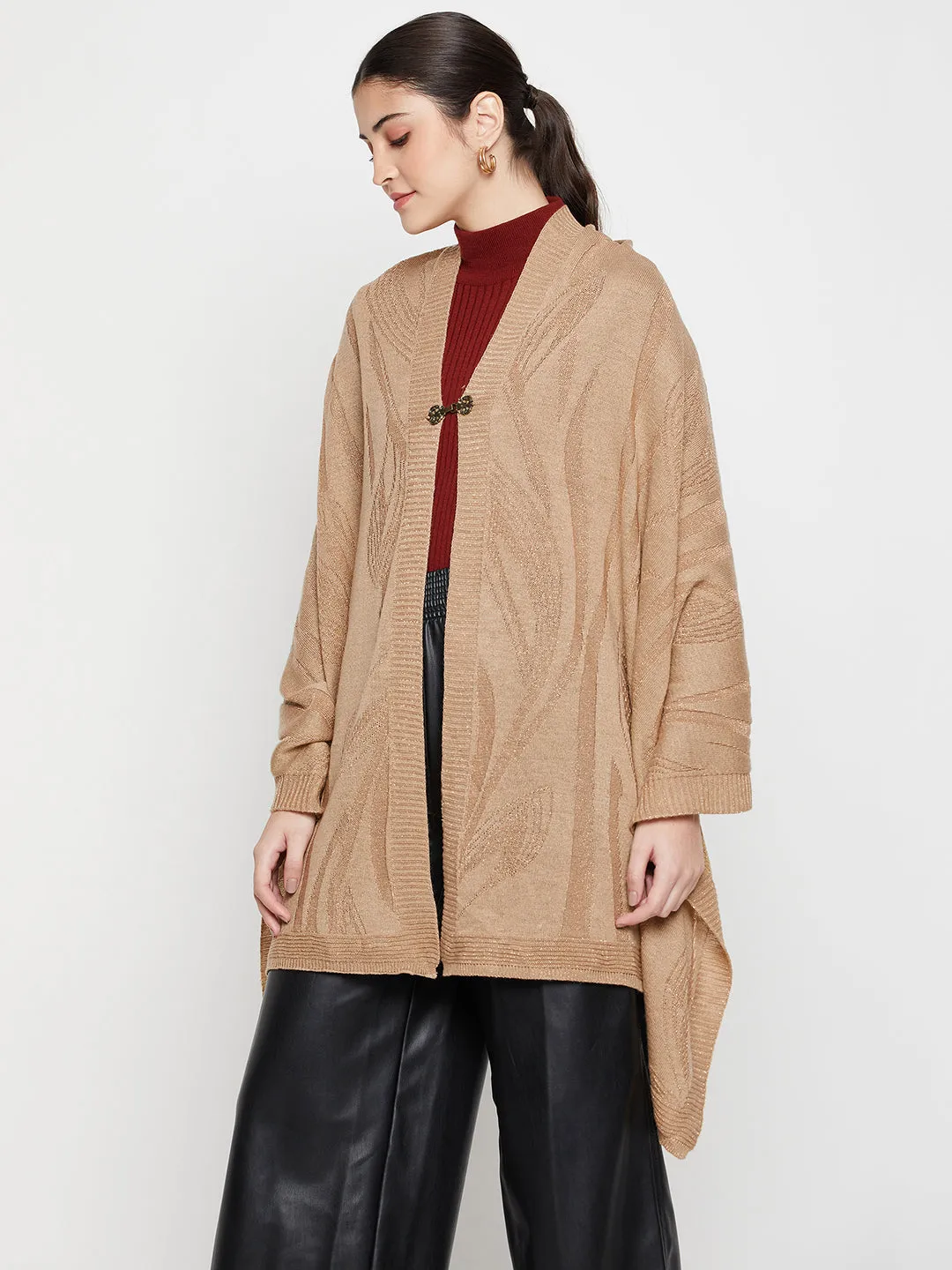 Women's Casual  Khaki Self design Jacquard  Stole