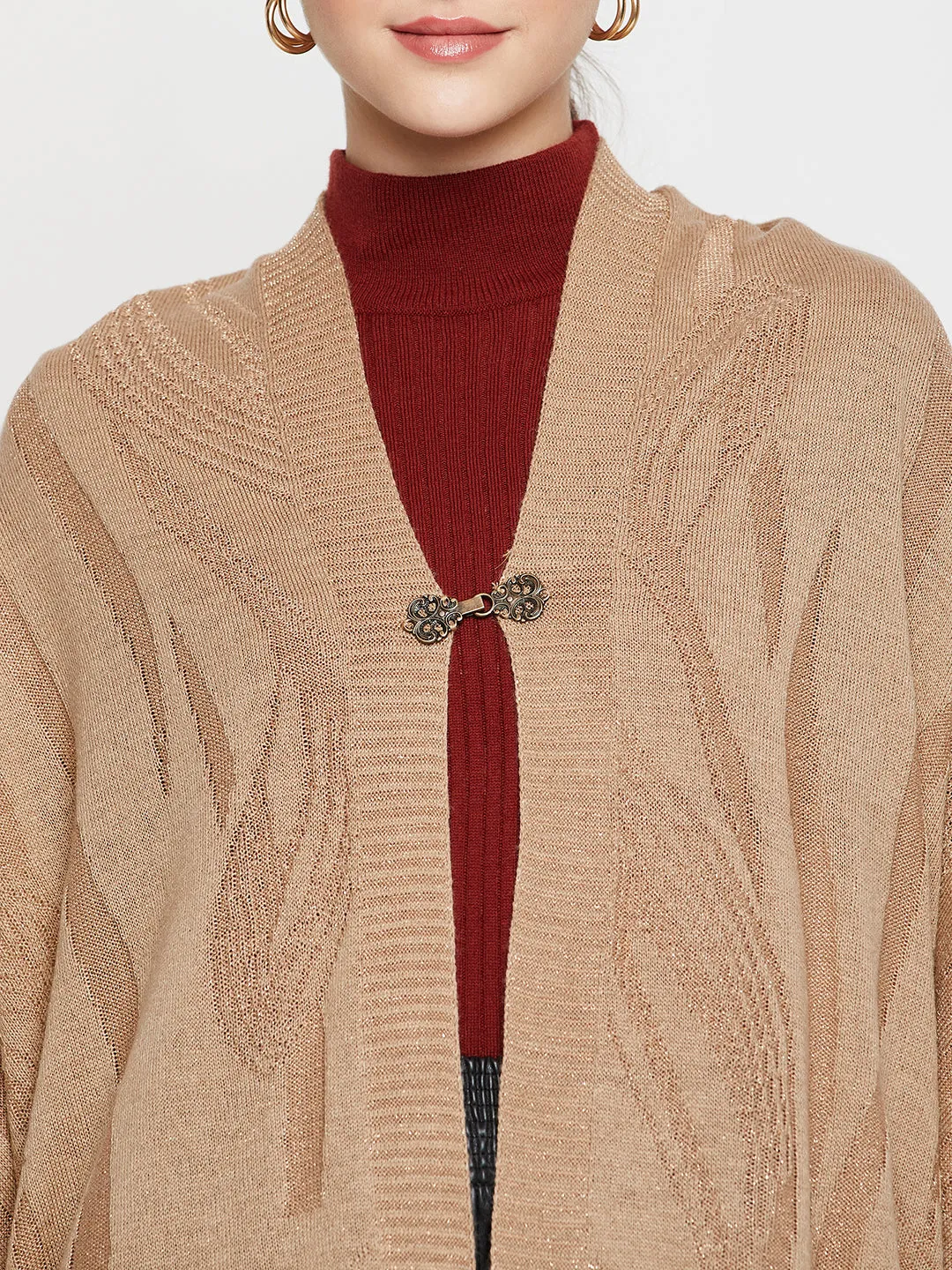 Women's Casual  Khaki Self design Jacquard  Stole