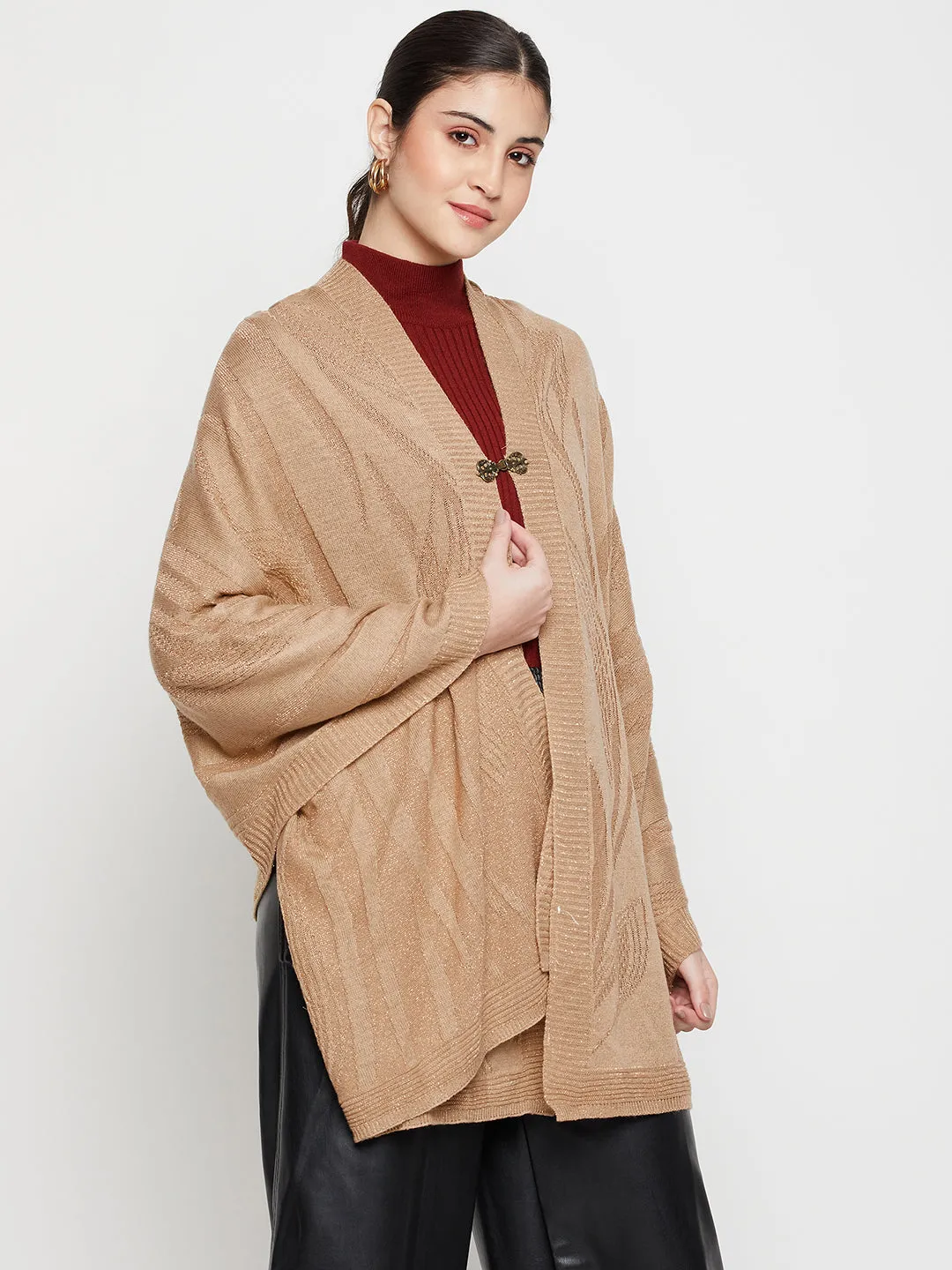 Women's Casual  Khaki Self design Jacquard  Stole
