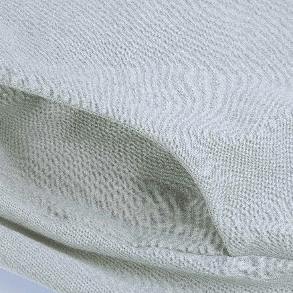 Women's Cotton Linen Pants Summer Elastic Waist Palazzo Pants with Drawstring Flowy Wide Leg Beach Trousers with Pockets