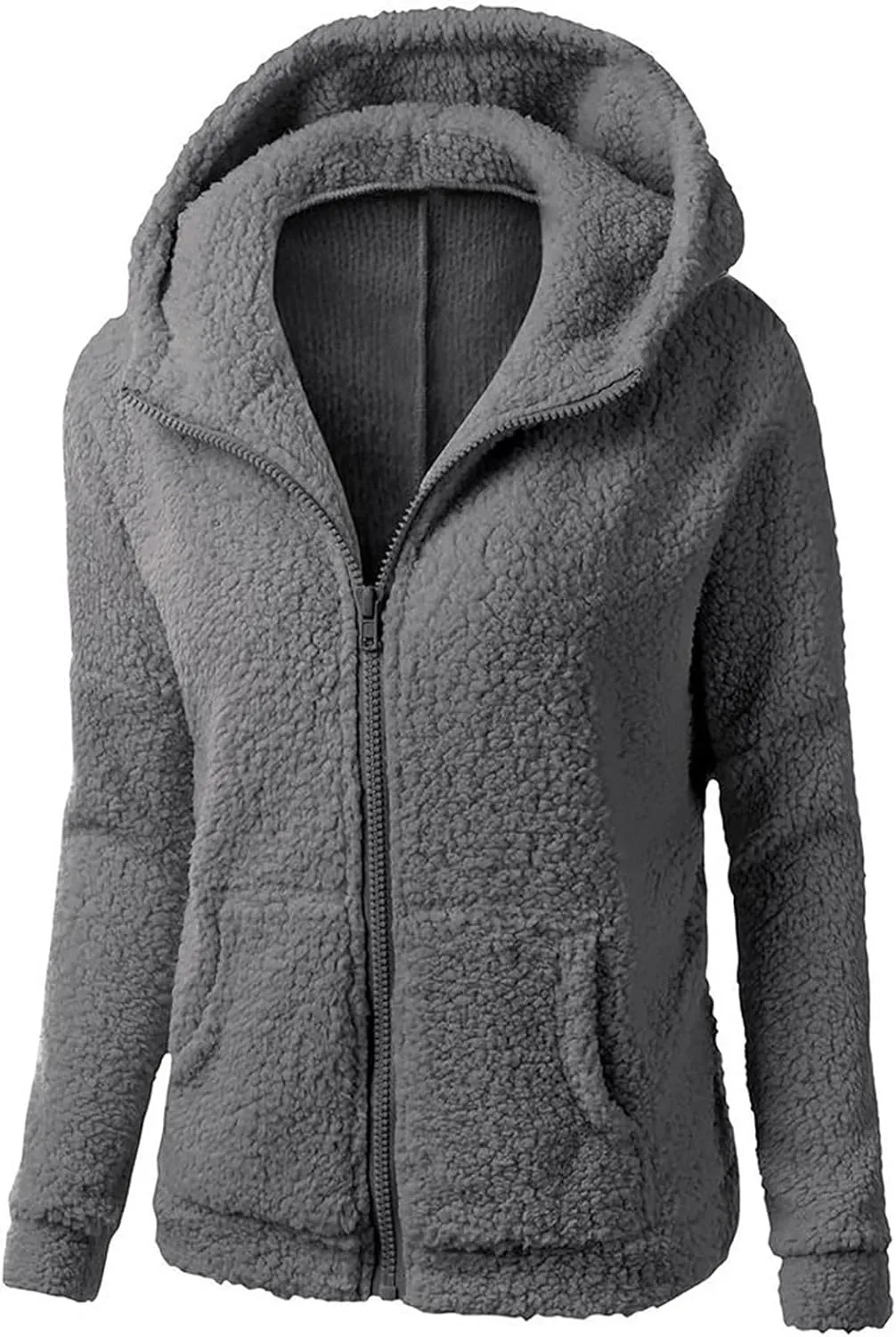 Womens Cozy Winter Fleece Hoodie Jackets 2023 Zip Up Fuzzy Sherpa Hooded Sweatshirts Oversized Warm Shearling Coat