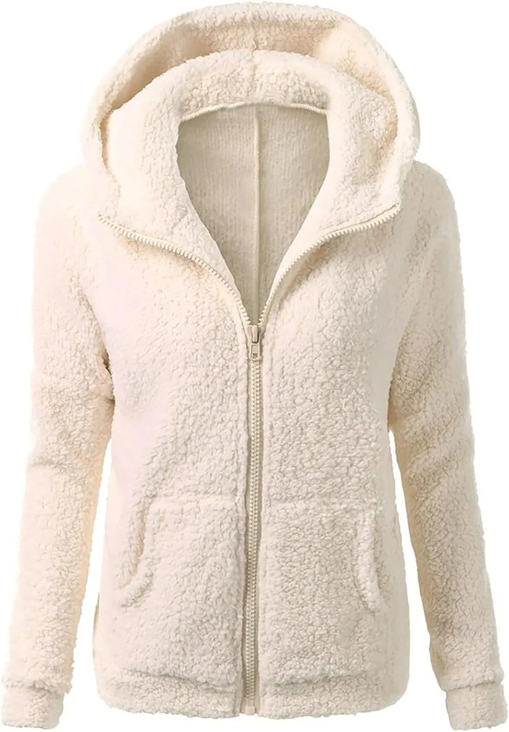 Womens Cozy Winter Fleece Hoodie Jackets 2023 Zip Up Fuzzy Sherpa Hooded Sweatshirts Oversized Warm Shearling Coat