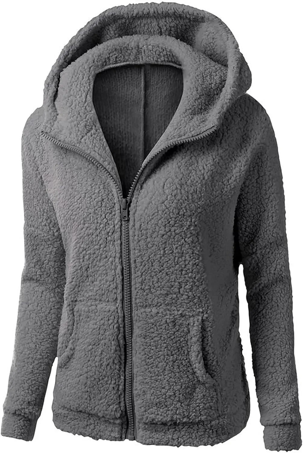 Womens Cozy Winter Fleece Hoodie Jackets 2023 Zip Up Fuzzy Sherpa Hooded Sweatshirts Oversized Warm Shearling Coat