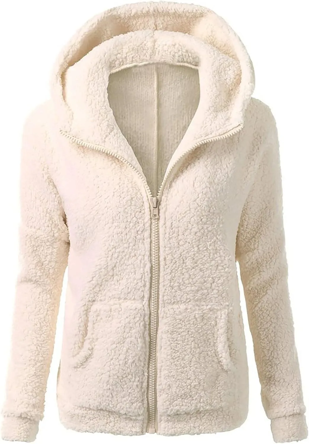 Womens Cozy Winter Fleece Hoodie Jackets 2023 Zip Up Fuzzy Sherpa Hooded Sweatshirts Oversized Warm Shearling Coat