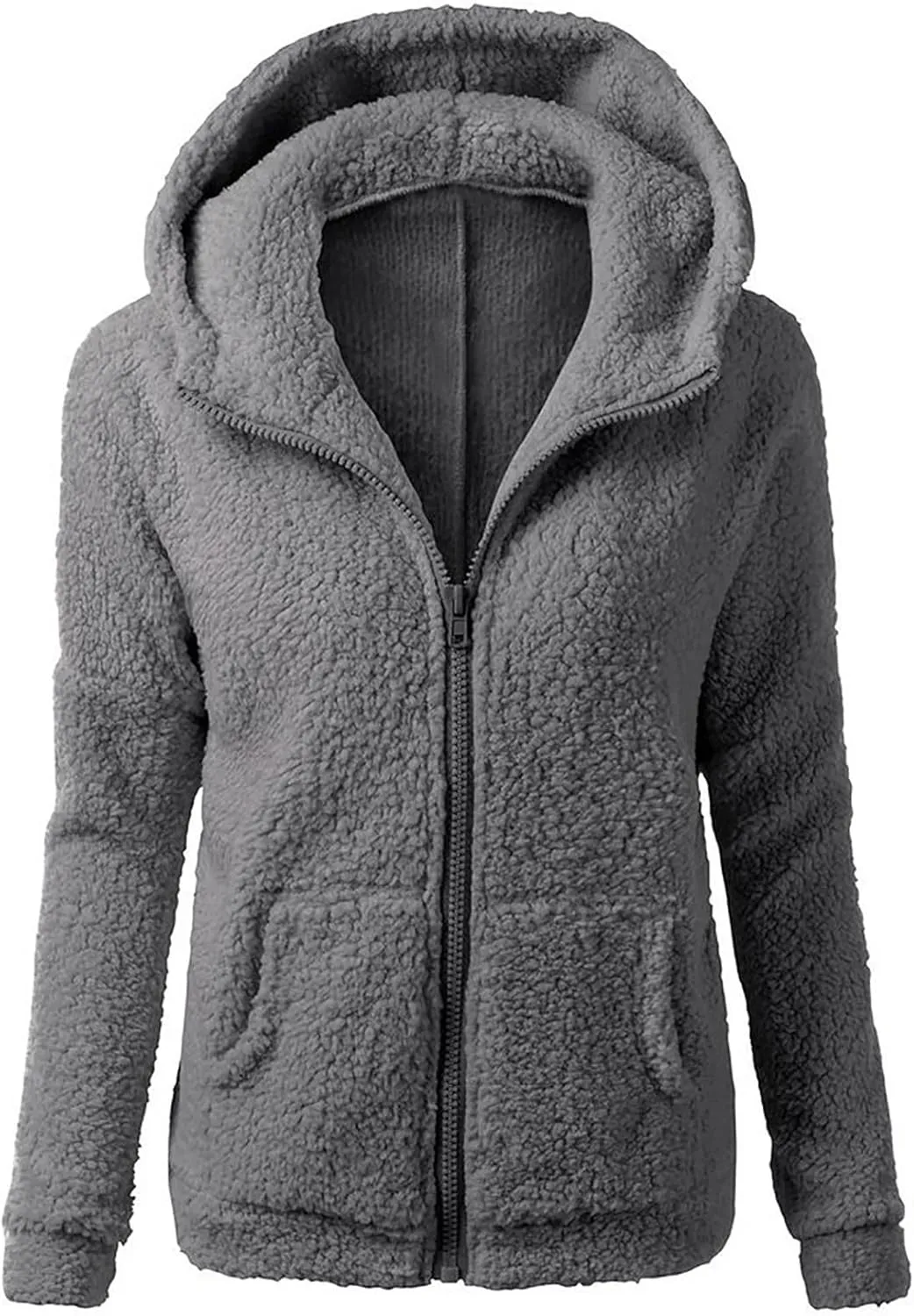 Womens Cozy Winter Fleece Hoodie Jackets 2023 Zip Up Fuzzy Sherpa Hooded Sweatshirts Oversized Warm Shearling Coat