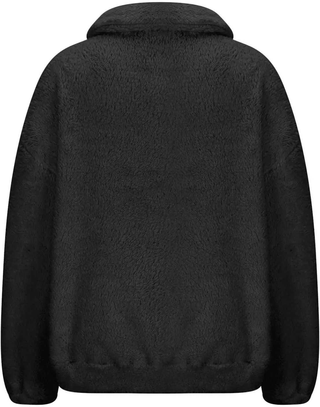 Womens Cropped Half Zip Pullover Cozy Warm Sherpa Fleece Sweatshirt No Hood 1/4 Zip Sweater with Pockets