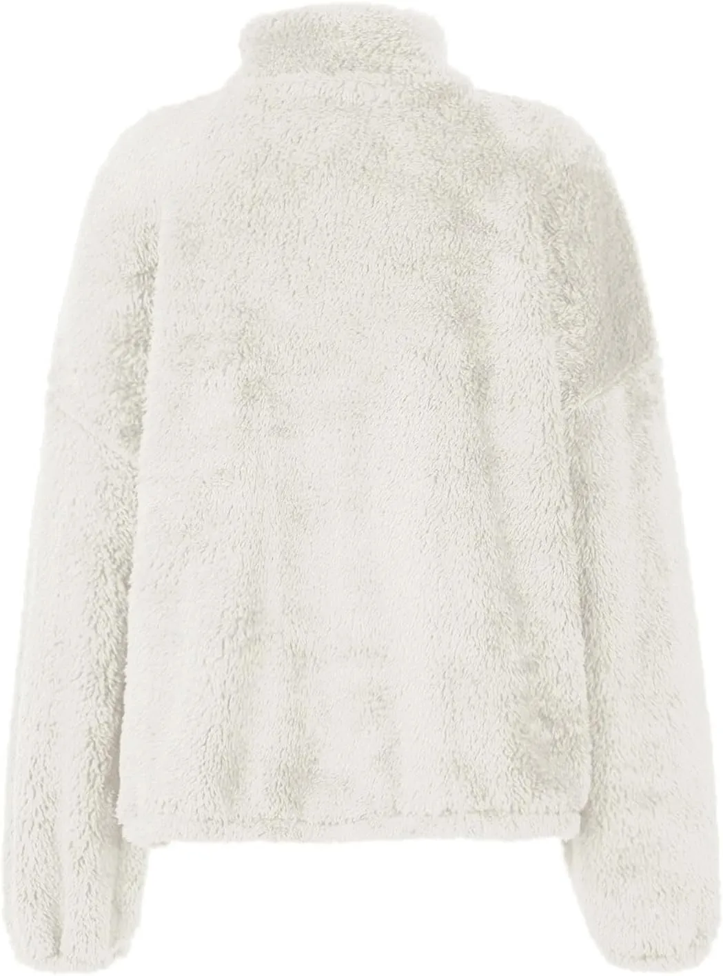 Womens Cropped Half Zip Pullover Cozy Warm Sherpa Fleece Sweatshirt No Hood 1/4 Zip Sweater with Pockets