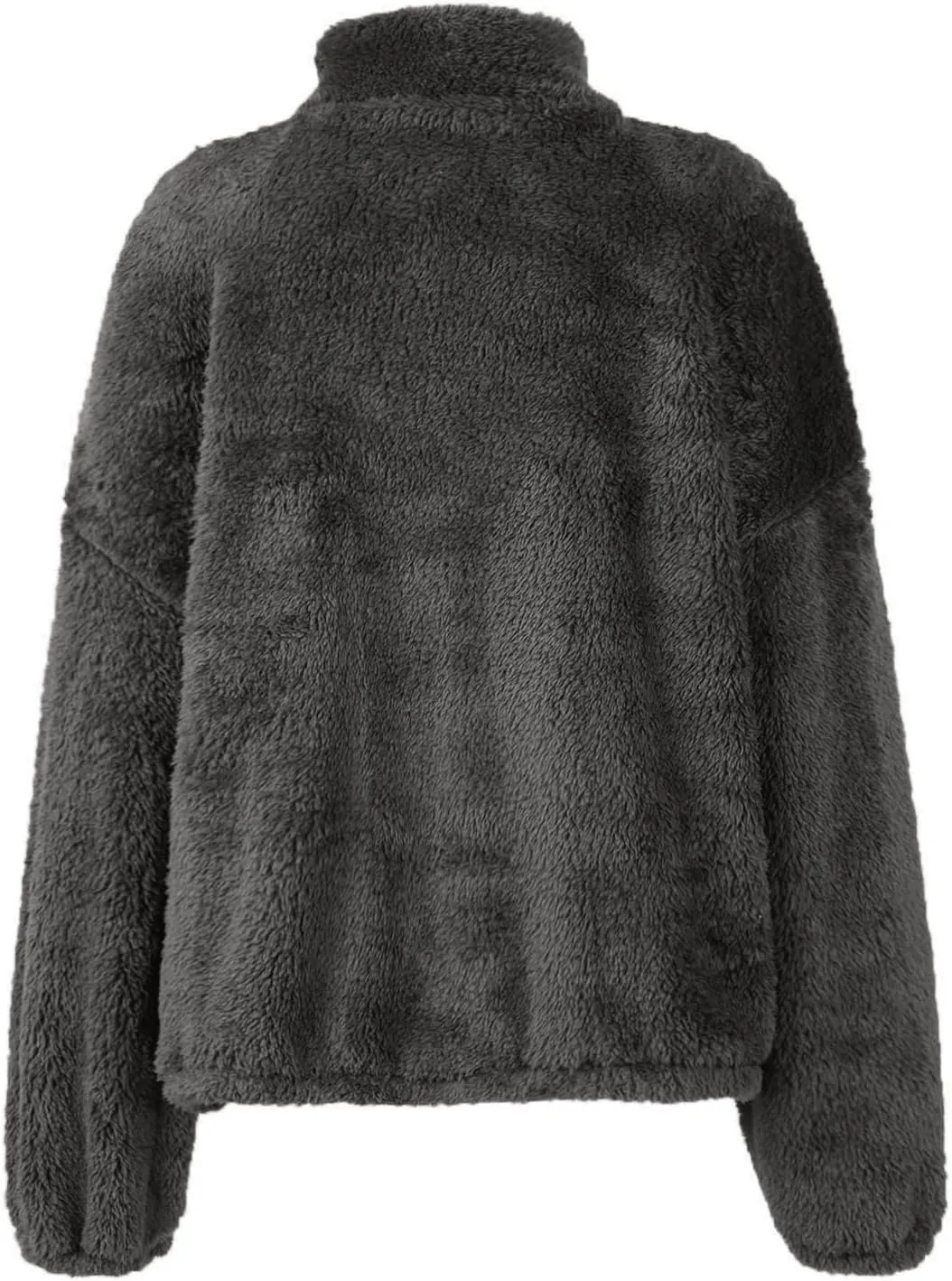 Womens Cropped Half Zip Pullover Cozy Warm Sherpa Fleece Sweatshirt No Hood 1/4 Zip Sweater with Pockets