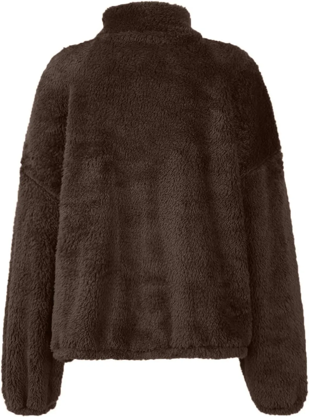 Womens Cropped Half Zip Pullover Cozy Warm Sherpa Fleece Sweatshirt No Hood 1/4 Zip Sweater with Pockets