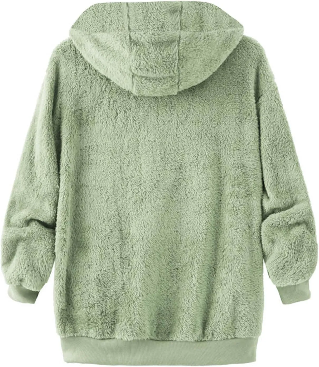 Womens Fuzzy Sherpa Pullover Hoodie Hooded Zip Up Sherpa Jacket Oversized Fleece Hoodies Soft Cozy Winter Coats