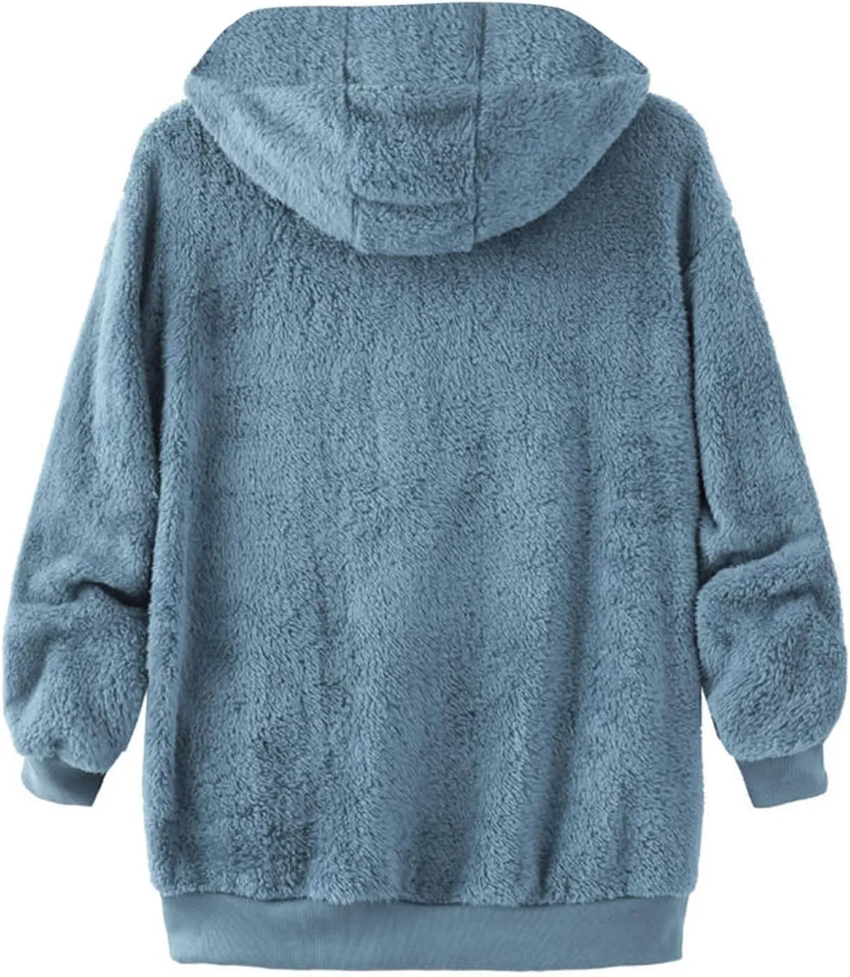Womens Fuzzy Sherpa Pullover Hoodie Hooded Zip Up Sherpa Jacket Oversized Fleece Hoodies Soft Cozy Winter Coats