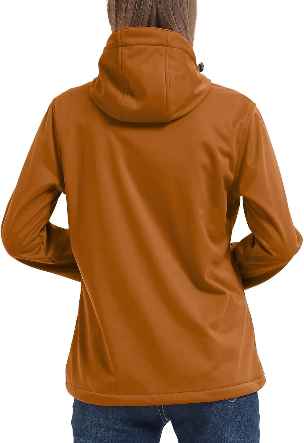 Women's Lightweight Softshell Jacket, Fleece Lined Hooded Windproof Coat Warm Jacket for Outdoor Running Hiking