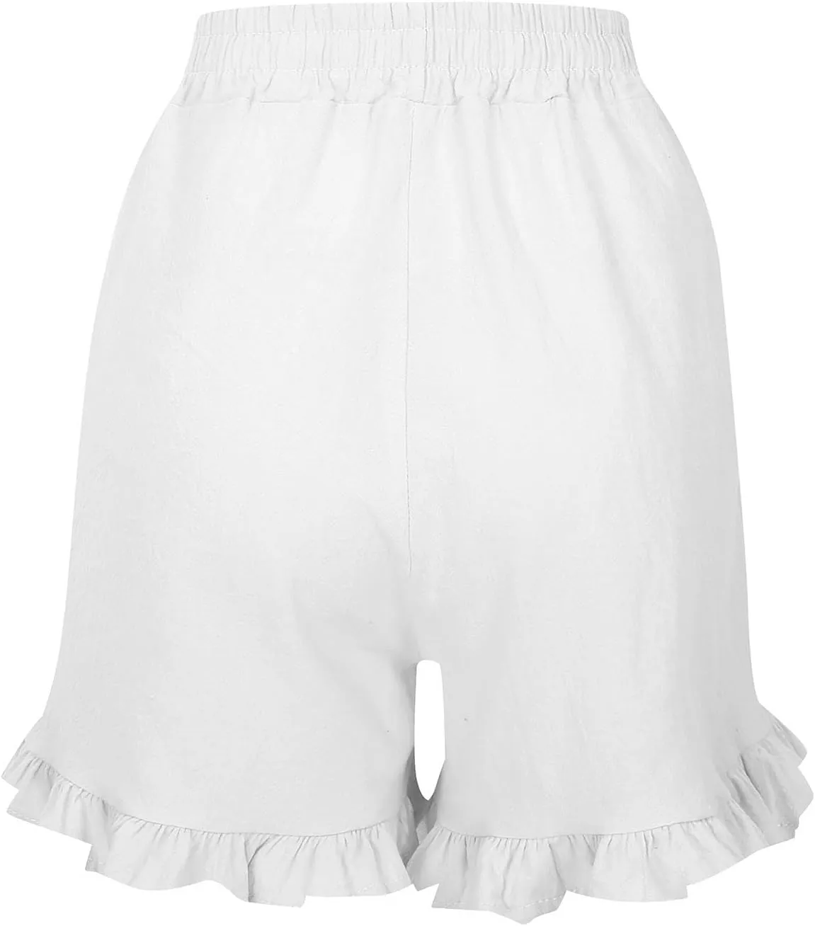 Womens Linen Skorts High Waisted Wide Leg Casual Ruffle Hem Skorts Comfy Stretchy Pleated Summer Short Pants with Pockets