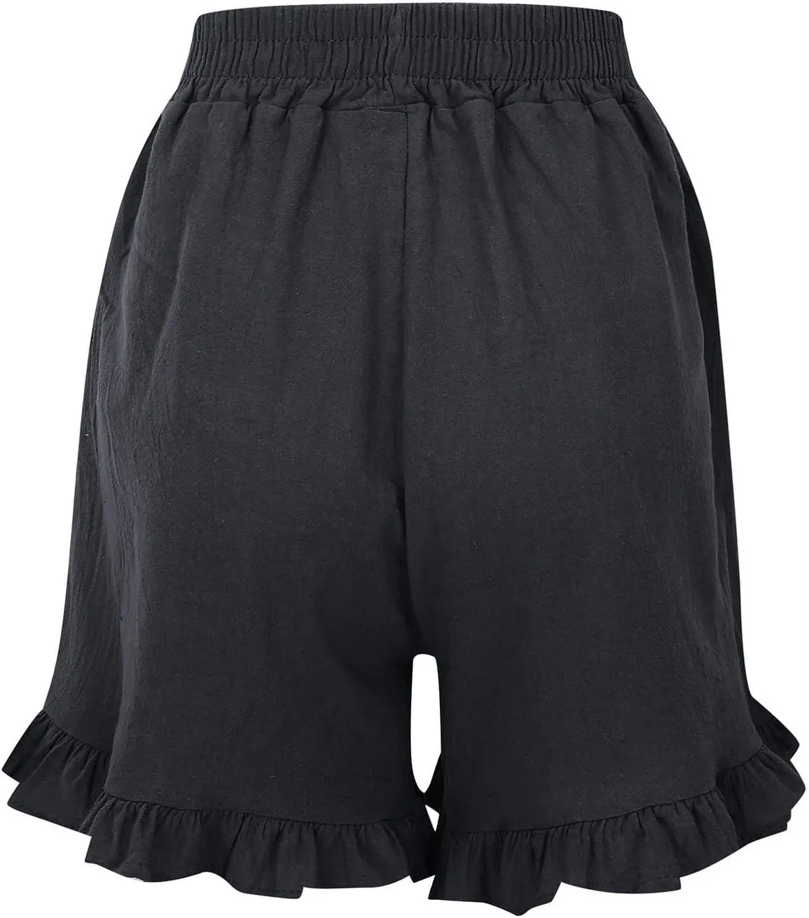 Womens Linen Skorts High Waisted Wide Leg Casual Ruffle Hem Skorts Comfy Stretchy Pleated Summer Short Pants with Pockets
