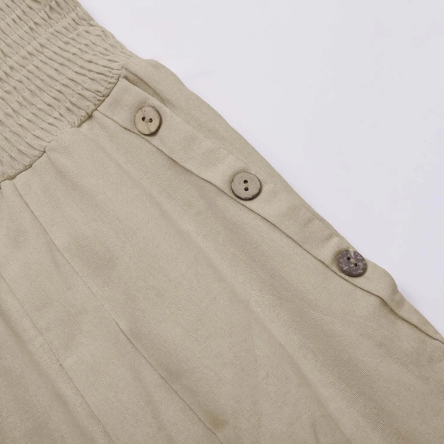 Womens Linen Summer Casual Flowy Pant Trousers High Waist Long Lounge Loose Fit Palazzo Lounge Pants Office