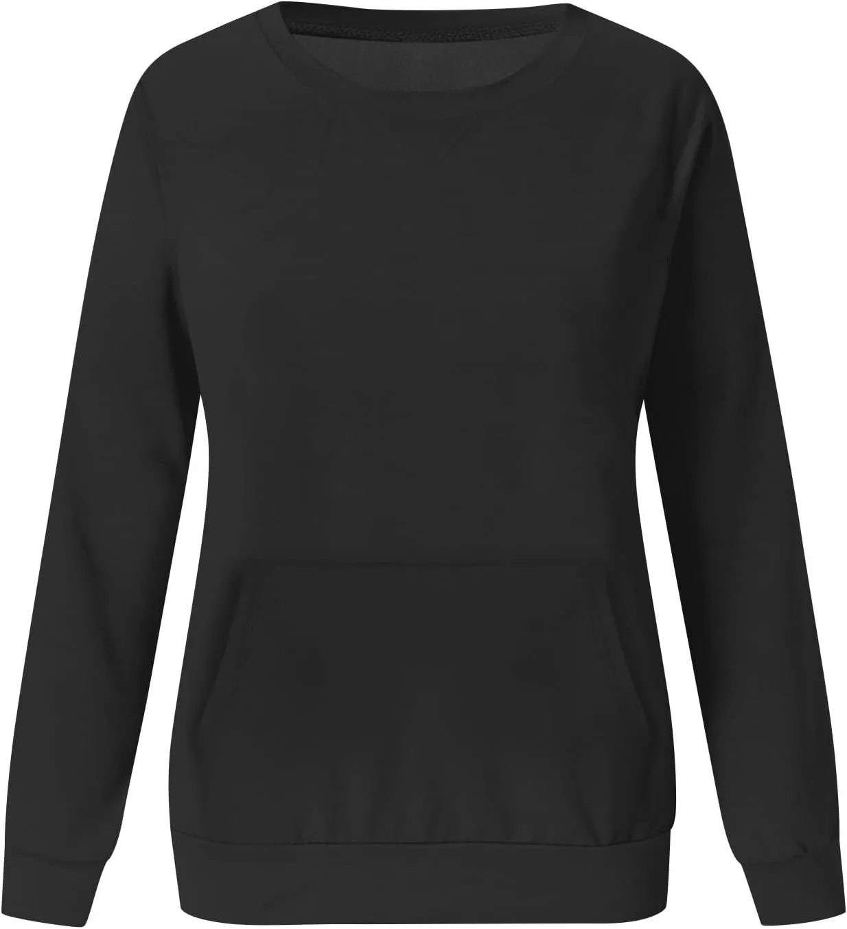 Women's No Hood Sweatshirt with Pocket Crewneck Pullover Shirts Casual Cute Fall Tops Solid Loose Fit Active Sweater T Shirt