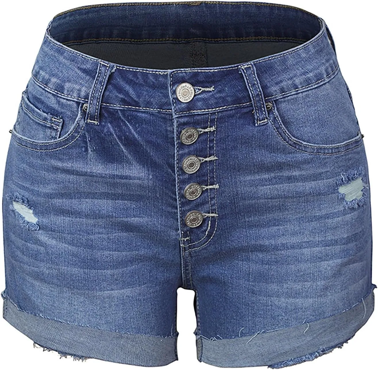 Womens Ripped Denim Skirts Mid Rise Casual Stretch Trendy Baggy Lady Summer Baggy Button Fly Relaxed Fit Jean Shorts