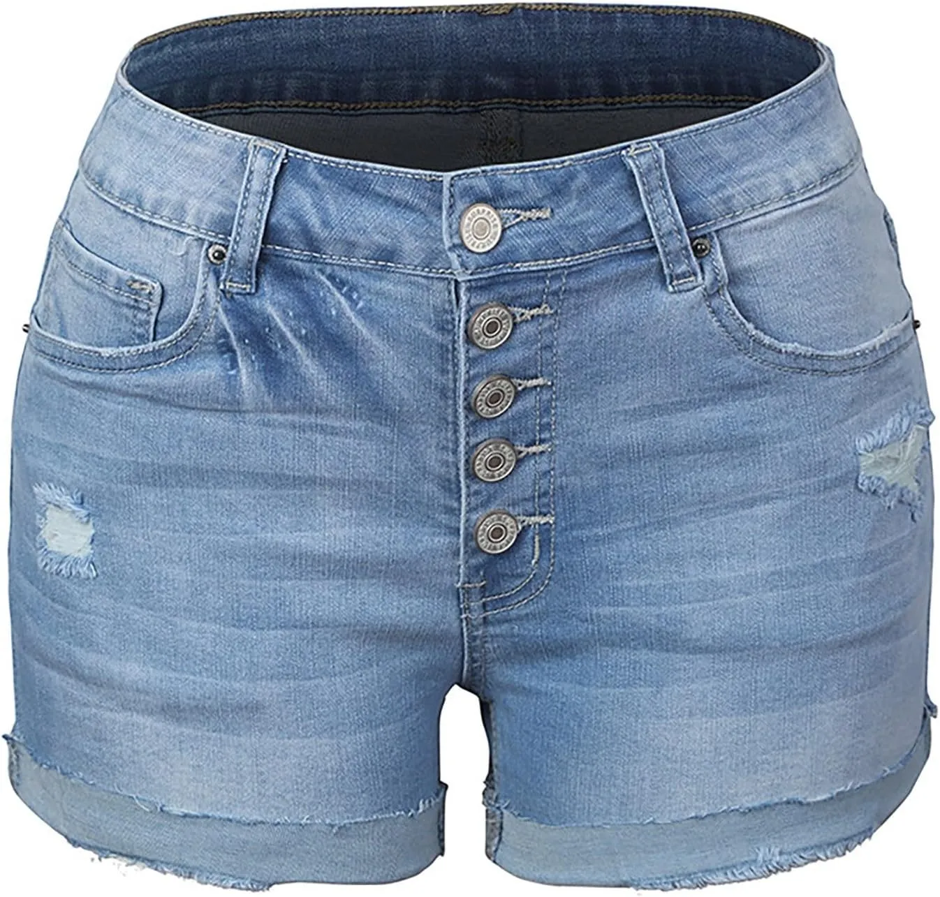 Womens Ripped Denim Skirts Trendy Baggy Mid Rise Casual Stretch Lady Summer Baggy Button Fly Relaxed Fit Jean Shorts