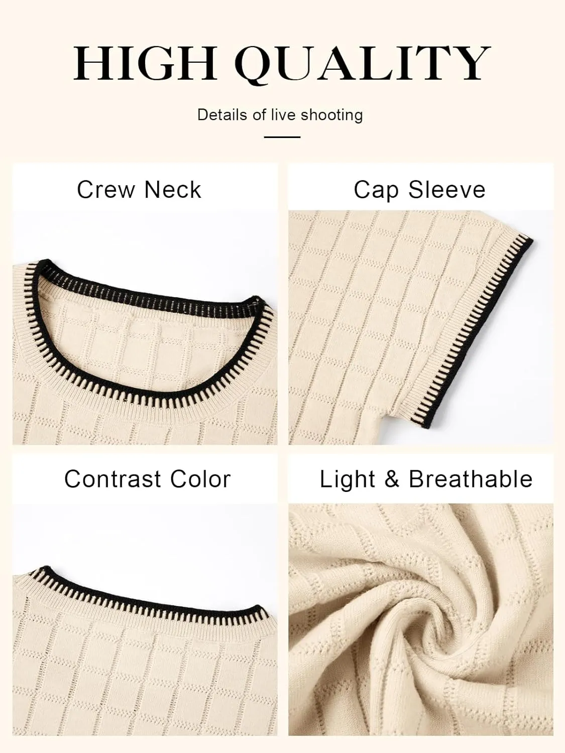 Womens Short Sleeve Sweater Crewneck Vest Tops Trendy Casual Crochet Sweaters for Women Spring Summer 2025