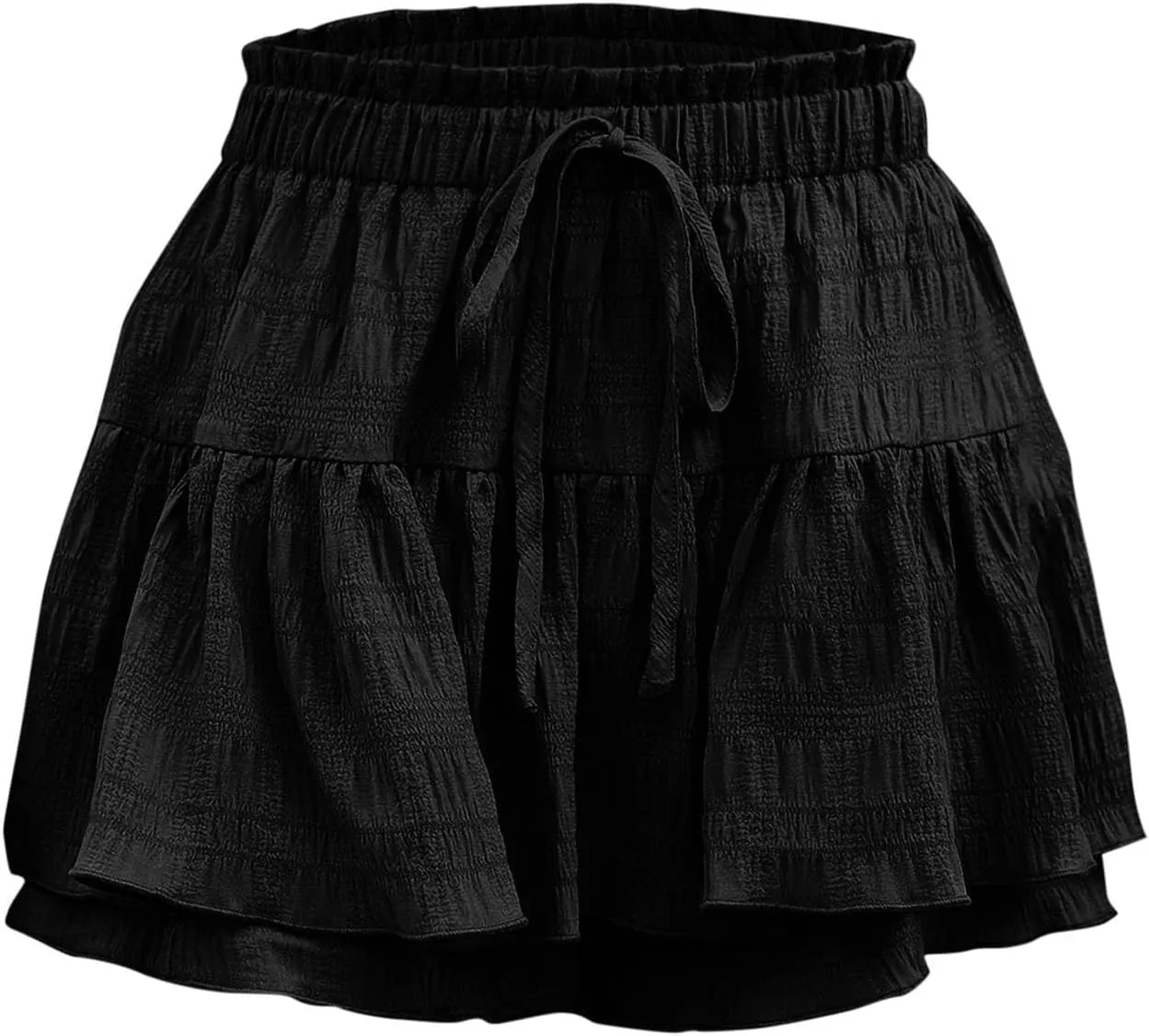 Womens Shorts Trendy Ruffle Hem Tiered Flowy Skorts High Waisted Drawstring Casual Summer Tennis Skirt Shorts 2025