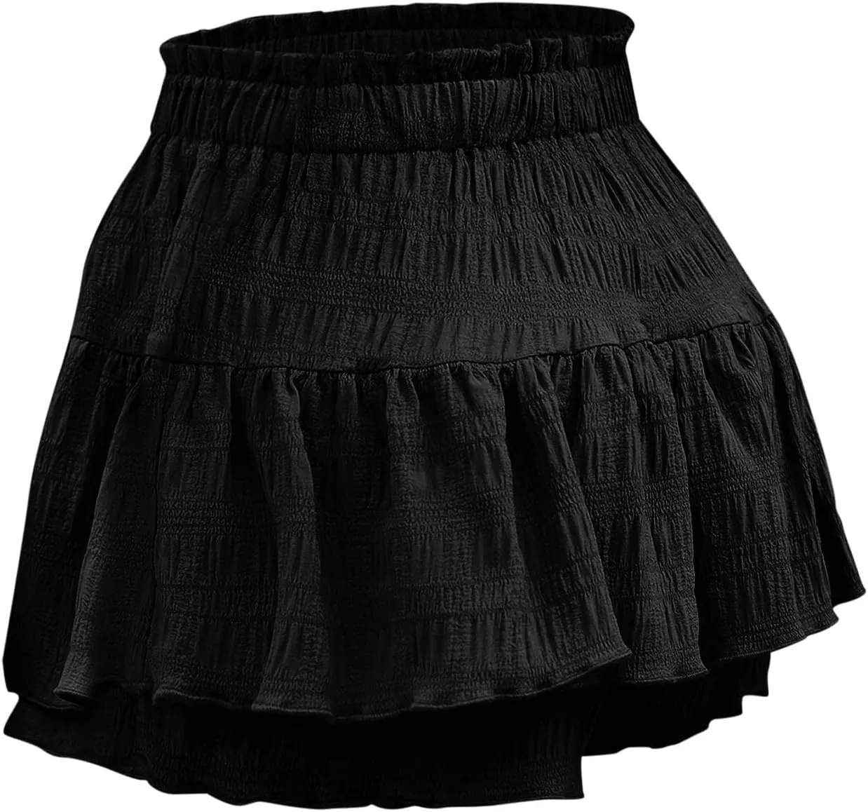 Womens Shorts Trendy Ruffle Hem Tiered Flowy Skorts High Waisted Drawstring Casual Summer Tennis Skirt Shorts 2025