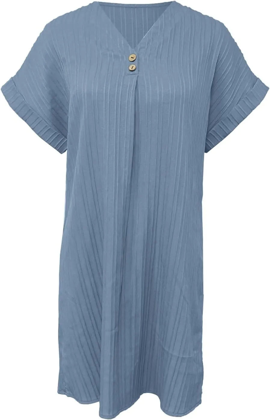 Womens Summer Shirt Dress Short Sleeve A Line Shift Dress Casual Loose Fit Beach Sundress Shirt Tunic Dresses with Pockets