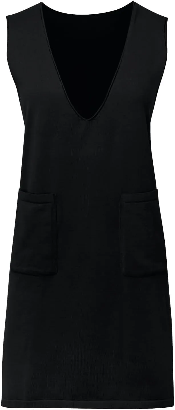 Womens Sweater Vest Dress Sleeveless V Neck Solid Color Wool Medium Sweater Dress Dual Pocket Straight Dresses