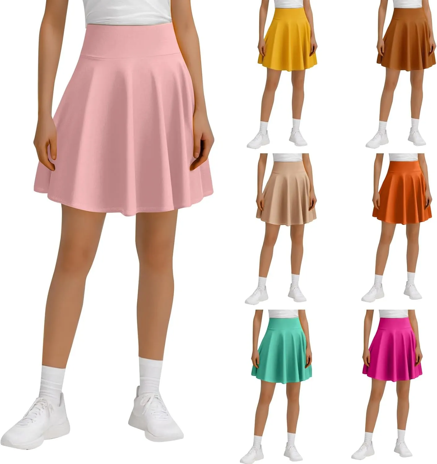 Women's Tennis Skirts with Shorts High Waisted Tummy Control Athletic Pleated Golf Skorts with Shorts Pockets