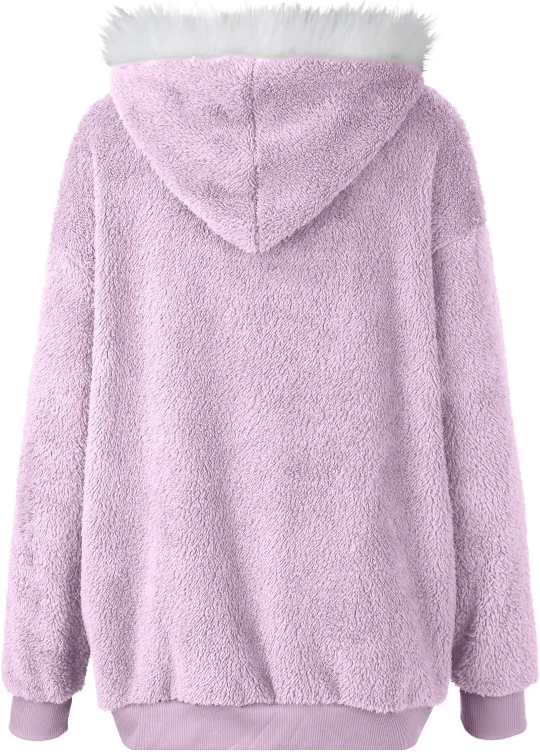 Womens Winter Coats Plus Size Full Zip Sherpa Jacket Baggy Drawstring Hooded Coat Comfy Soft Warm Jackets w/Pockets
