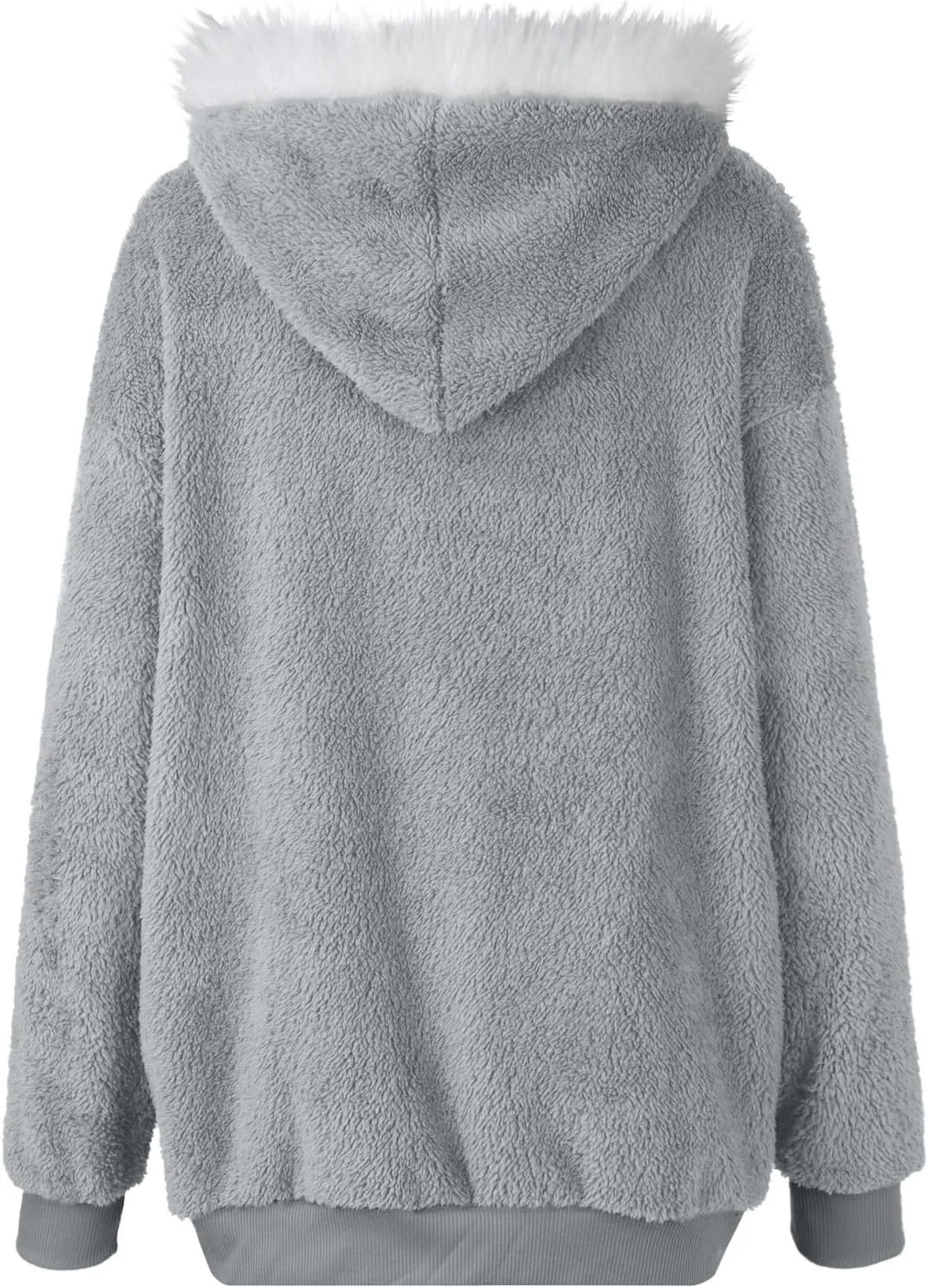 Womens Winter Coats Plus Size Full Zip Sherpa Jacket Baggy Drawstring Hooded Coat Comfy Soft Warm Jackets w/Pockets