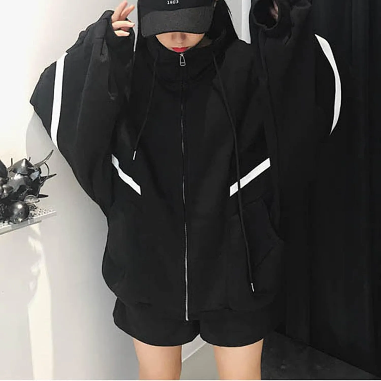 Womens Zip Up Hoodie Oversized Plus Size Grunge Cute Aesthetic Y2K Hoodie for Teen Girls Fashion Loose Fit Sweatshirts