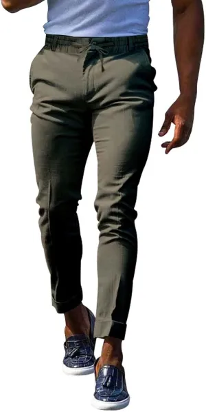 XUETON Mens Chinos Slim Fit Dress Pants Casual Business Office Work Skinny Stretch Golf Pants Comfort Lightweight Flat Front Tapered Pants Slacks with Pockets Green