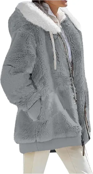 ZEFOTIM Winter Coats for Women Casual Fleece Jacket Warm Soft Outdoor Sherpa Lined Thick Coat Outwear with Pockets