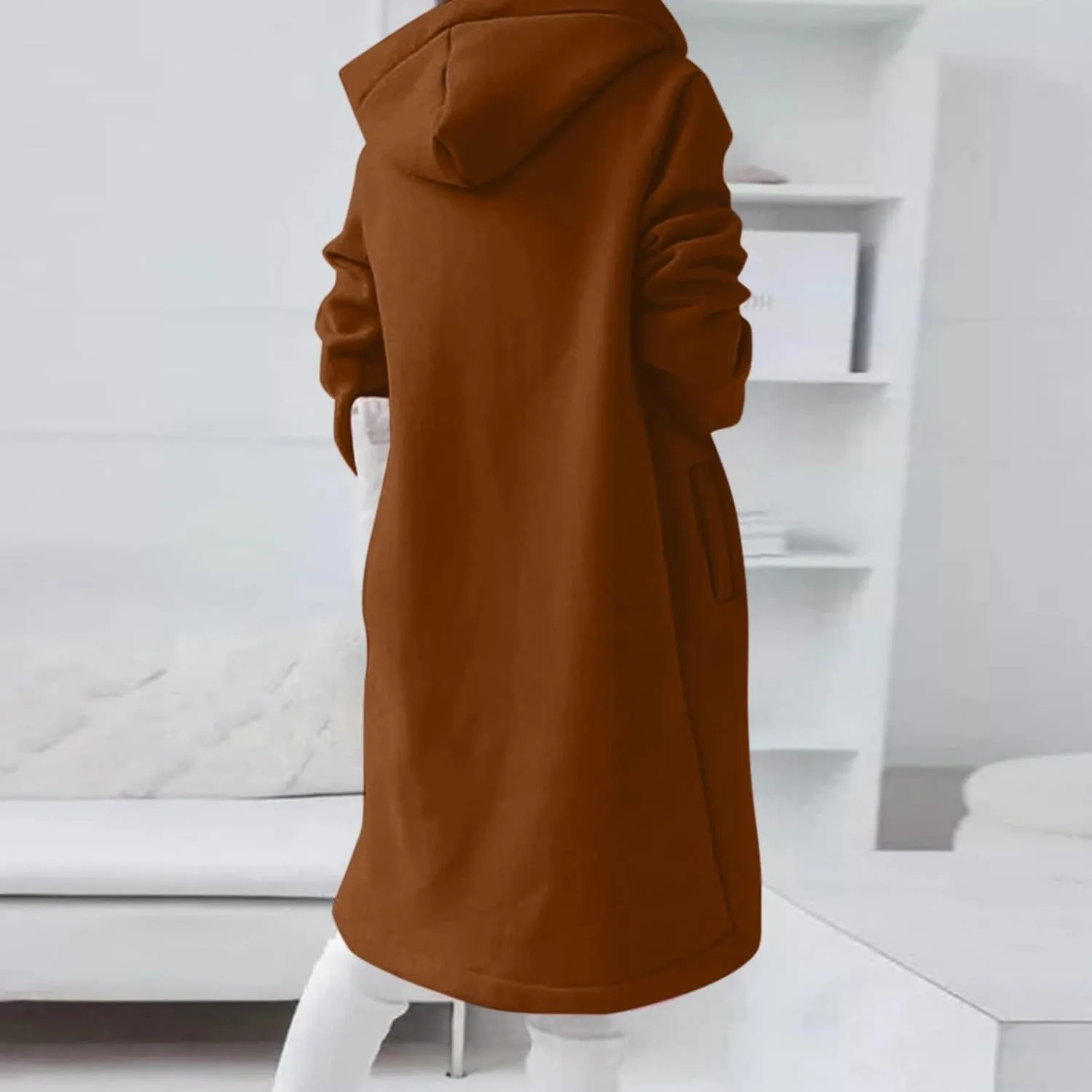 Zip Up Hoodie for Women Cute Trendy Drawstring Oversized Hooded Sweatshirts Long Sleeve Irregular Hem Jacket Coats