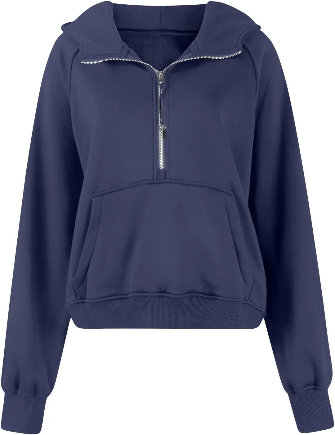 Zip Up Hoodie Women Fall Winter Sweatshirt Drop Shoulder Half Zip Pullover Sweaters Long Sleeve Tops With Pocket